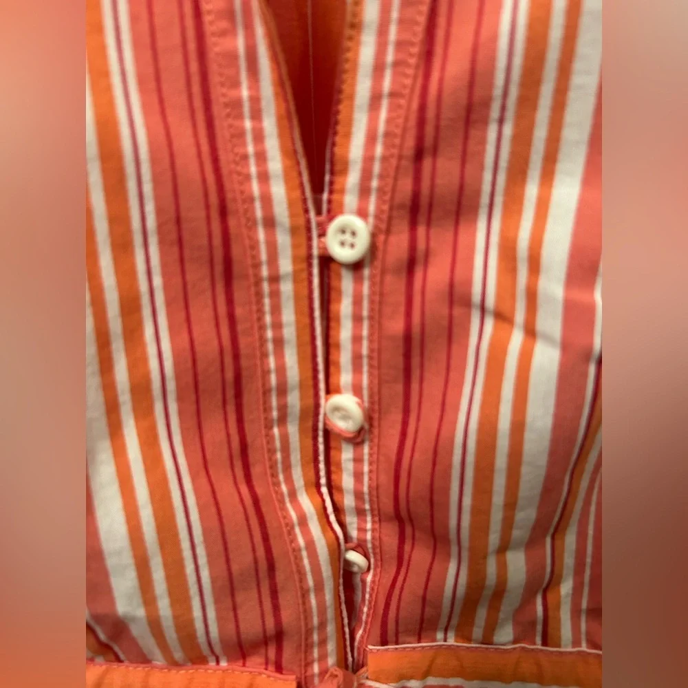 Bass Sleeveless Striped Tie-Front Blouse in Coral and White - Picture 4 of 11